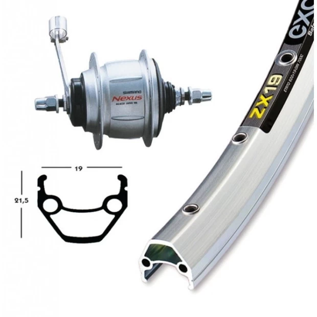 Roue Shimano Nexus 8 / Exal Zx 19 26' - 559/19 1 Roue Shimano Nexus 8 / Exal Zx 19 26' - 559/19